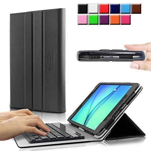 Infiland Samsung Galaxy Tab A 8.0 Keyboard Case Cover - Slim Fit SmartBook Stand Case with Magnetically Detachable Wireless Bluetooth Keyboard for Tab A 8-Inch SM-T350 Tablet (2015 New Version), Black