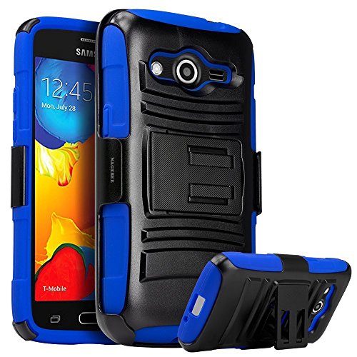 Galaxy Prevail LTE Case,Galaxy Core Prime Case, Nagebee Heavy Duty Hybrid Armor Dual Layer Rhino Kickstand Belt Clip Holster Combo Rugged Case for Samsung Galaxy Prevail LTE ,Samsung Galaxy Core Prime (Holster Combo Blue)