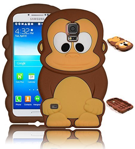 Bastex 3D Character Silicone Case for Samsung Galaxy S5 i9600 - Brown & Tan Monkey