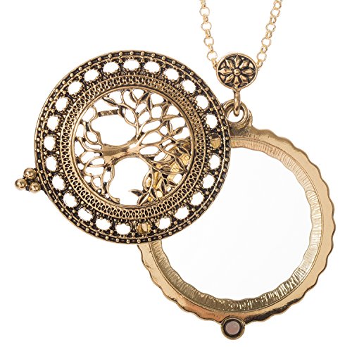 Tree of Life Magnifier Magnifying Glass Sliding Top Magnet Pendant Necklace, 30