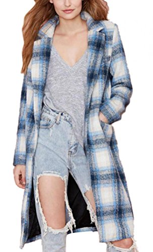 

Babyhclub Retro Lattice Blended Wool Coat Loose Suit Collar Length Coat