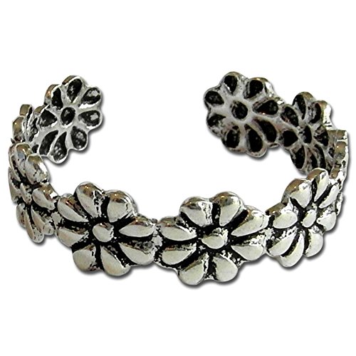 MAKIYO Silver Plated Adjustable Daisy Toe Ring
