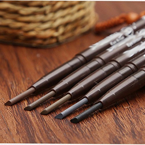 Eyebrow Pencil Eyeliner Oenbopo Waterproof Automatic Eyebrow Pencil Eyeliner Powder Brush Makeup Cosmetic Tool (Light coffee)