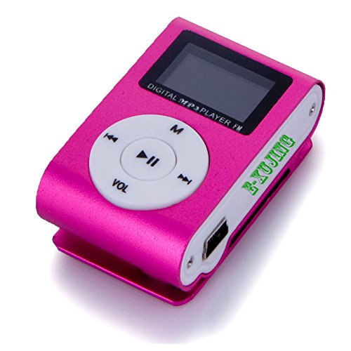 UNIWENT Mini USB Clip MP3 Player LCD Screen Support 32GB Micro SD TF Card Hot Pink