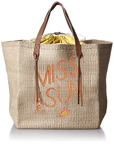 liberty bell字母印花大款编织手提包