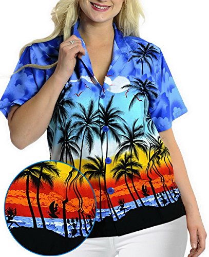 Surfers Hawaiian Swimming Lady Beahwear Shirt Cool Collar Short Sleeves Boho Top