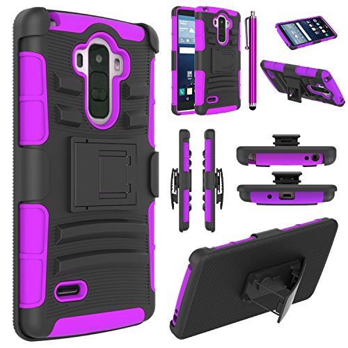 LG G Stylo Case, EC™ Hybrid Holster Case, Dual Layers Armor Case with Kickstand and Locking Belt Swivel Clip for LG G Stylo/LG G4 Stylus/ LG LS770 (Black/Purple)