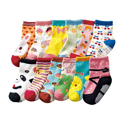 Toptim® Baby Socks Non-skid Cozy Socks for Infants and Toddlers （12 Pairs ）