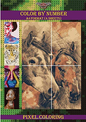 Color by number - Pixel coloring. A4 format (4 sheets): Draw your own painting. Five painting. by Vadim Pigorev