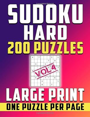 Sudoku Hard 200 Puzzles -Large print-One Puzzle Per Page: Brain Game for Expert and Pro Level (vol4)