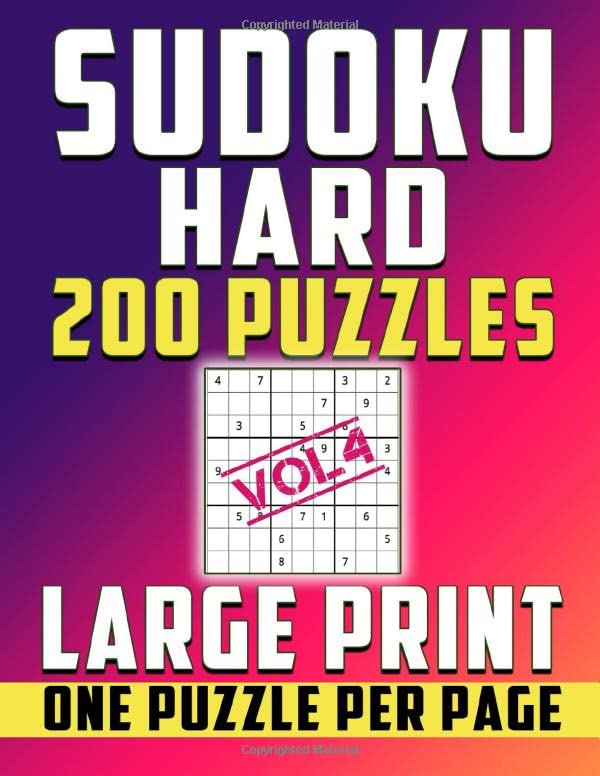 Sudoku Hard 200 Puzzles -Large print-One Puzzle Per Page: Brain Game for Expert and Pro Level (vol4) by C&L