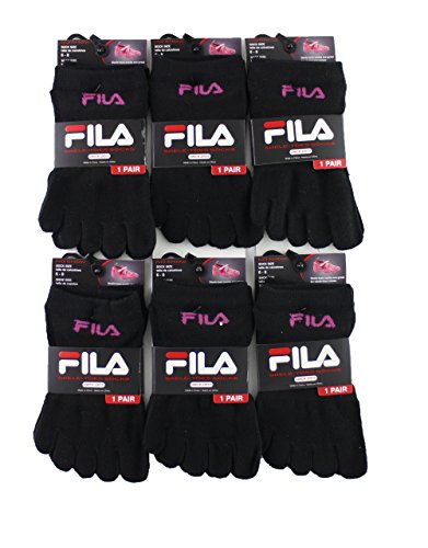 Fila Children Boys - Girls Skele Toes, Toe Socks 6 Pairs! Sock Size 6-8 Shoe Size 10 1/2 - 4 (Five Toes) *Color of the Fila Word May Vary*