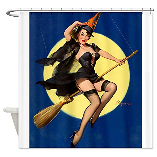 Halloween Witch Pin-Up Girl Shower Curtain - Standard White