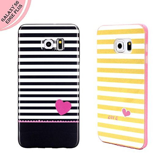Urberry S6 Edge Plus Case, Cute Strip Pattern Soft Case for Samsung Galaxy S6 Edge Plus, 2 in 1 Pack, 1 Free Screen Proetctor