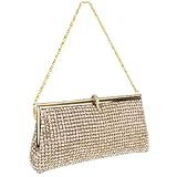 Sophisticated Swarovski Crystals Rhinestones Clasp Soft Clutch Evening Bag Baguette Handbag Purse w/Detachable Chain