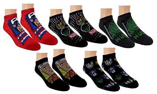 Marvel Avengers Mens 5pk No Show Socks Black