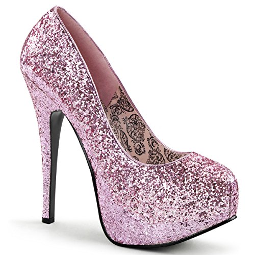 Womens Pale Pink 5.75 Inch Glitter Heels with Concealed Platform Sparkly Shoes Size: 7