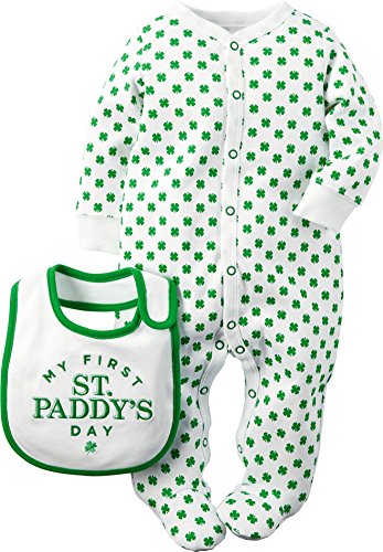 Carter's Unisex Baby St. Patrick's Day Sleep & Play Bib Set