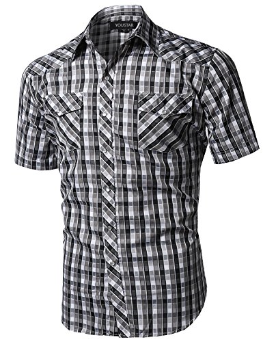 Youstar Men's Western Casual Button Down Shirt