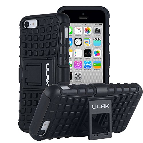 iPhone 5C Case, ULAK? [ 2 in 1 Guard Series ] Hybrid Rugged Dual Layer Combo Case Cover for Apple iPhone 5C with Kickstand (Black)