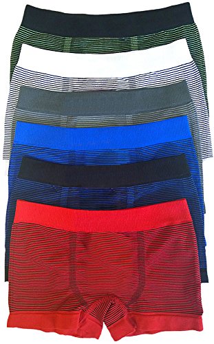 ToBeInStyle Boy's Pack of 6 Seamless Boxer Briefs Thin Stripes