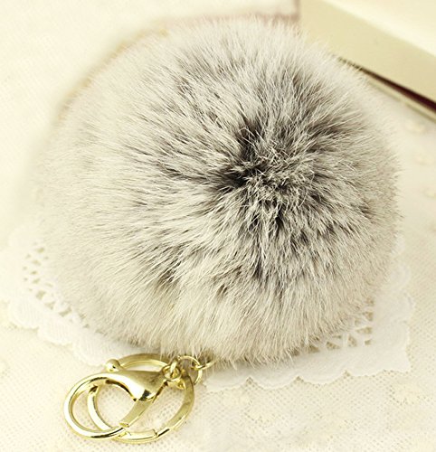 Minigianni Natural Rabbit Fur Pom Keychain (Gray)