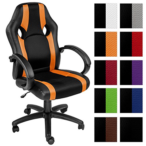 TecTake Silla de oficina sillon de despacho ejecutivo estudio giratoria racing - disponible en diferentes colores - (naranja | no. 402157)