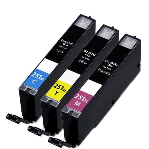 HI-VISION® 3 Pack Compatible Canon CLI-251XL CLI 251 High Yield Color Combo Ink Cartridge Replacement (1 Cyan, 1 Yellow, 1 Magenta) for PIXMA iP7250,MG6320,MG5420,iP7220,MX922,MX722,MG6350,MG5450
