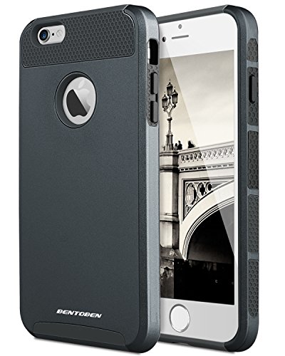 iPhone 7 Case, BENTOBEN [Slim Fit] Dual Layered Hard Plastic Shell and Soft Hybrid Shockproof Cover for Apple iPhone 7 (4.7 Inch),Black