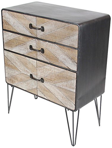 Algopix Similar Product 4 - Benzara Cavernous 3 Drawer Metal Wood