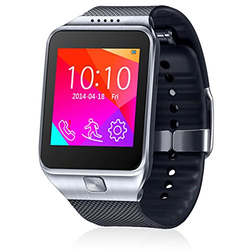 Indigi® SWAP (Smart Watch And Phone) GSM Quanband Bluetooth SmartWatch Phone Capacitive Color Touch Screen Built-in Pedometer & Sleep Monitor (Silver)