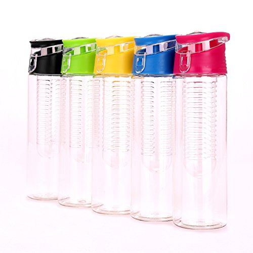 FGN Sport Water Bottle with Fruit Infuser and Carrying Handle,with Locking Flip Top Lid,BPA FREE -23 Oz-made with Tritan Copolyester--perfect for Travel,yoga,office and Around Town (Many Color Option)
