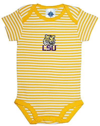 LSU Tigers Gold Striped NCAA College Newborn Infant Baby Creeper