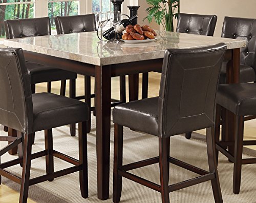 Coaster Home Furnishings  Milton Modern Transitional Real Marble Top Counter Height Dining Table - Cappuccino