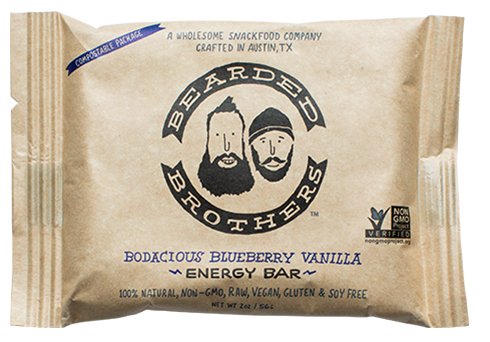 BEARDED BROTHERS - Blueberry Vanilla Energy Bar, Gluten & Soy Free, Vegan, Non-GMO (12-pack)