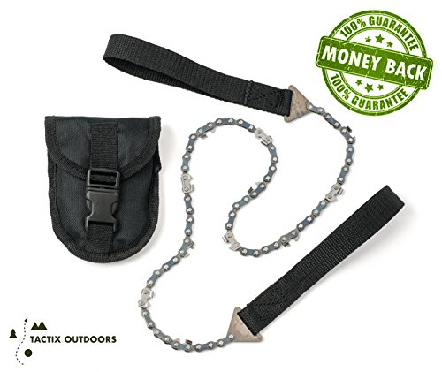 Camping Saw by Tactix Outdoors – Best pocket chainsaw and outdoor survival blade – Great manual hand tool for Gardening, Hiking, Camping, and Emergencies – With small portable hiking pouch