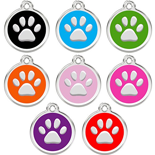 CNATTAGS Personalized Designers Round Paw Pet ID Tag Dog Tag Cat Tag (Black)