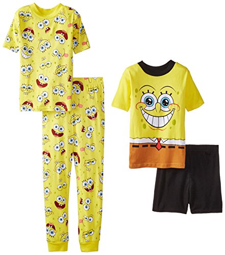 SpongeBob SquarePant Big Boys' Funny Faces Four-Piece Pajama Set
