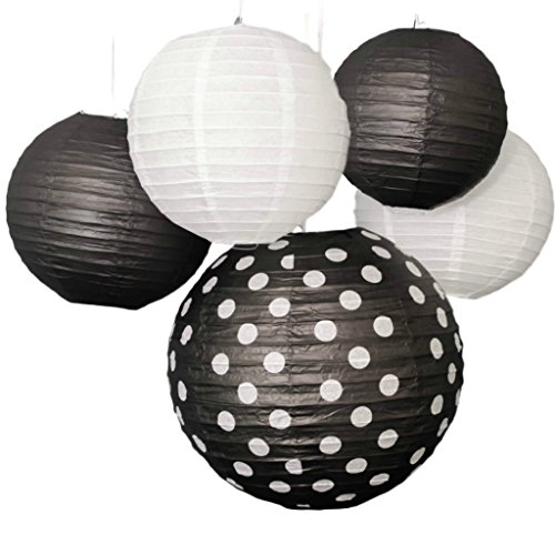 Algopix Similar Product 10 - Bobee Black and White Paper Lanterns