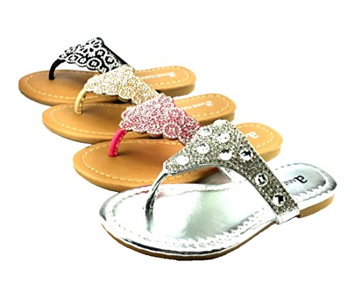 Girl's Cute Flower , Braid & Rhinestone Embellished Thong Flat Summer Sandals-Assorted Style