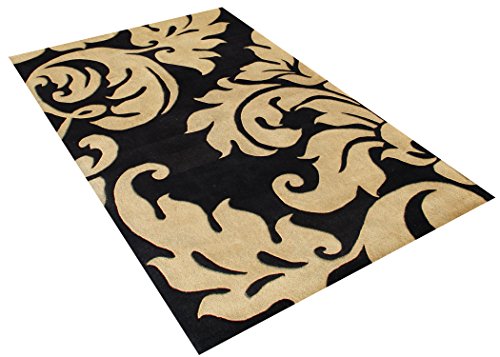 

Fashion n You Alliyah Collection Handmade Tufted New Zealand Blend Wool Area Rug, 96-Inch, Brown/Black