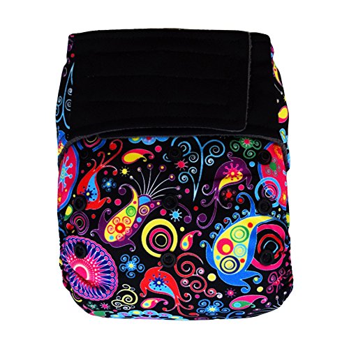 Charcoal Bamboo AIO All-In-One Cloth Diaper with Pocket, Velcro (Bloom)