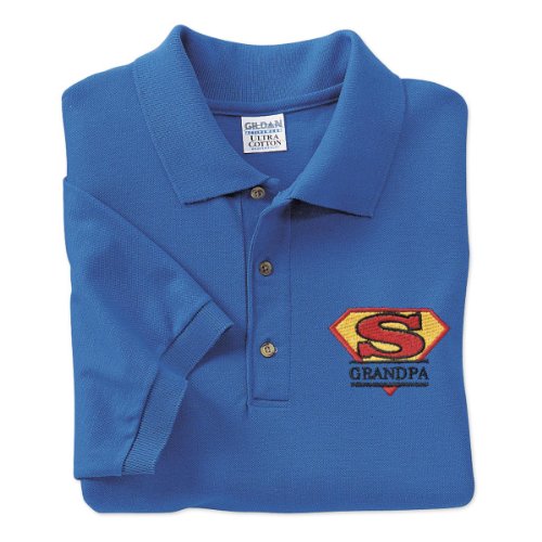 GuyGifter Grandpa Dad Father Gift Polo Shirt Super Grandpa Golf Shirts
