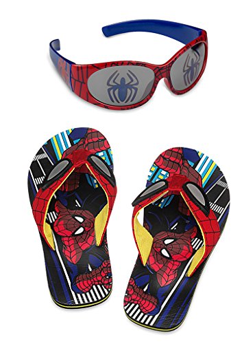 Disney Store Spider-Man Flip Flop Sandals and Sunglasses Set
