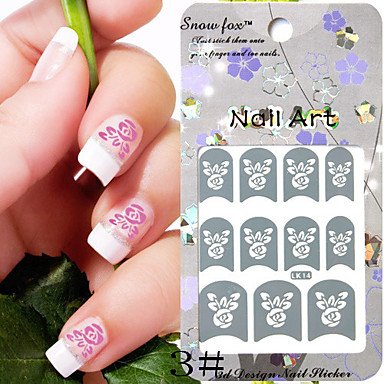 

EVERMARKET(TM) 3PCS Paper Nail Art Image Stamp Stickers LK Series No.2(Assorted Colors)