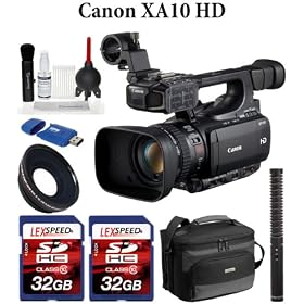 Canon XA10 HD Professional Camcorder + Audio-Technica Shotgun Microphone + 0.48x Wide Converter Lens Canon Soft Case SC-A75 + 2x (Two) Transcend 32 GB Class 10 SDHC Flash Memory Card + Giotto's Lens Cleaning Kit with Small Rocket Air Blower + 6' HDMI Cable - Willoughbys EST. 1898