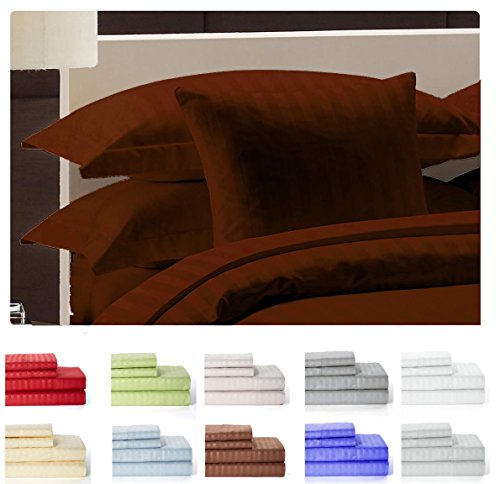 Lux Decor Collection 1800 Thread Count Microfiber 4 Piece Bed Sheet Set, Queen, Brown
