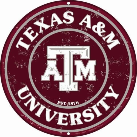 University of Texas A & M (retro) Collegiate Embossed Metal Circular Sign CS60104
