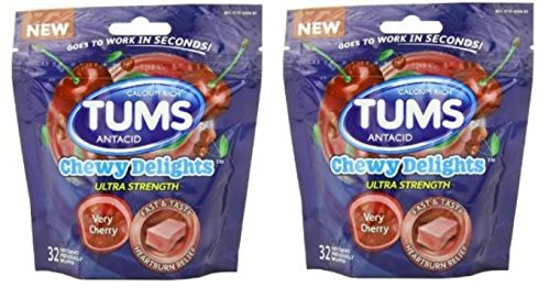 Tums Chewy Delights Soft Chews, Very Cherry, (2 Pack of 32count)