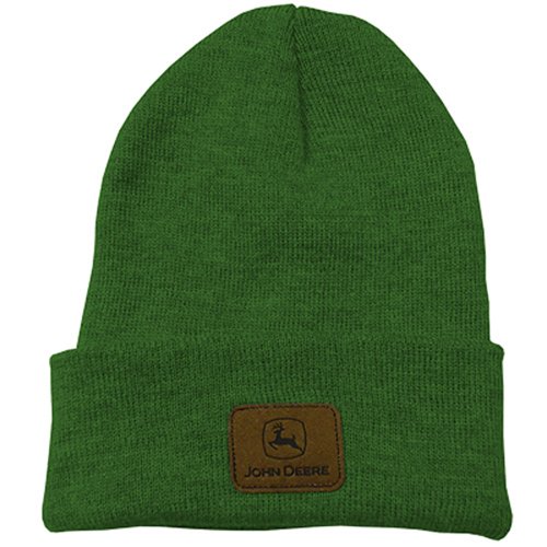 John Deere Men's Charcoal, And Green Knit Cuffed Beanie